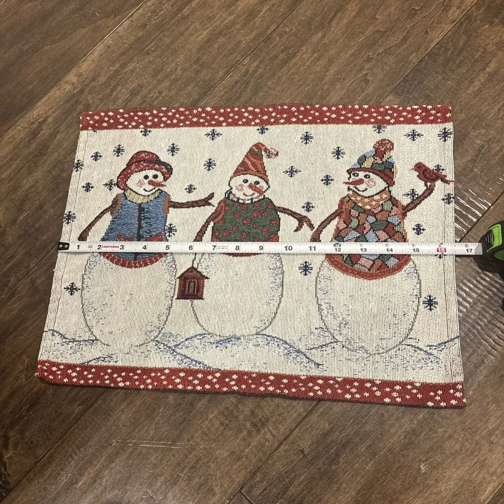 Tapestry Placemats Jolly Snowmen Trio Winter‎ Holiday Table 12.5 X 17 Set of 2